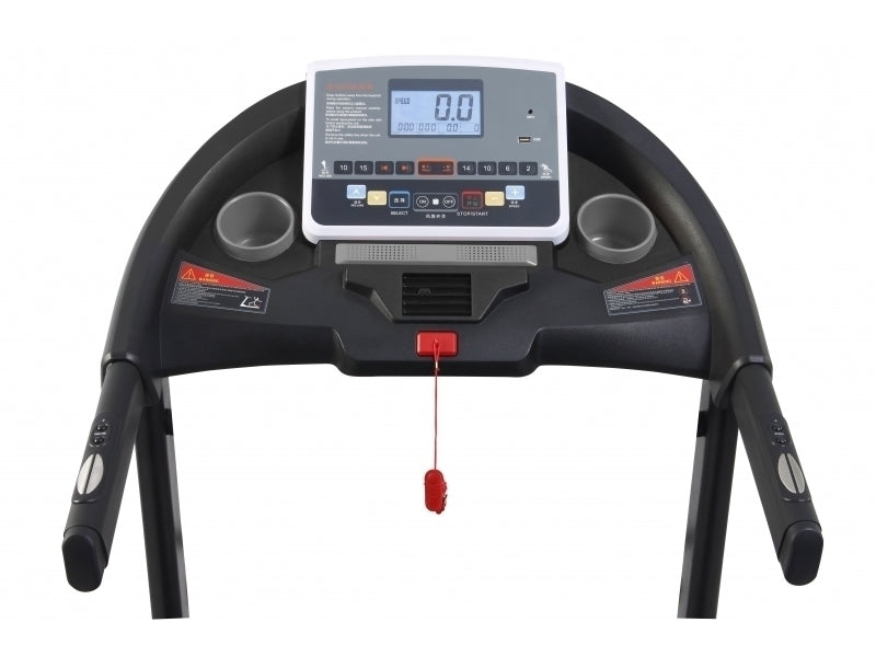 Banda de alergat electrica FitTronic D550, Motor 3.0 CP, greutate suportata 140 kg, acum 3 aplicatii Kinomap, Zwift, Newrunway, inclinatie automata 18%, viteza pana la 18km/h, pliabila, intrare USB si MP3 player, programe presetate
