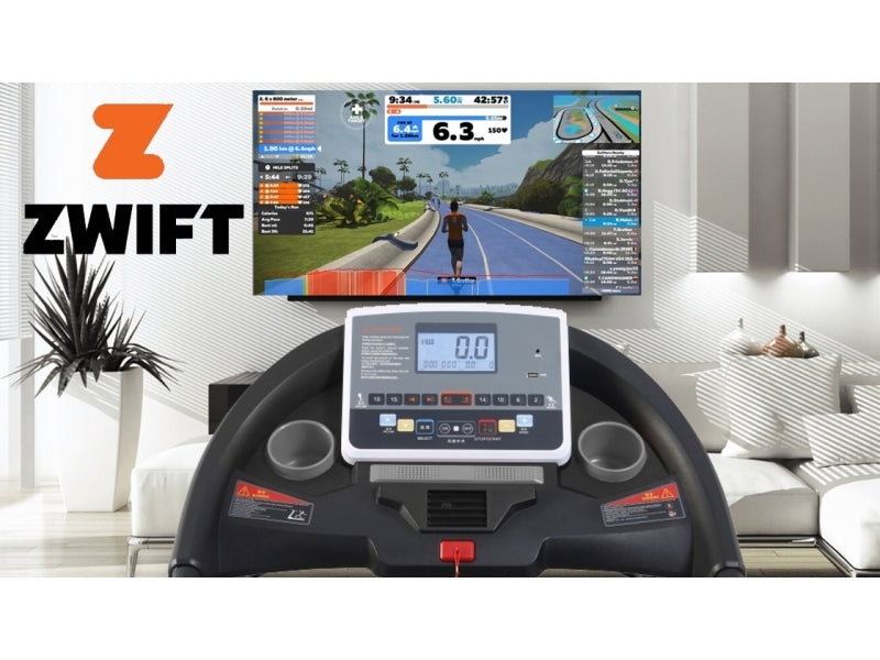 Banda de alergat electrica FitTronic D550, Motor 3.0 CP, greutate suportata 140 kg, acum 3 aplicatii Kinomap, Zwift, Newrunway, inclinatie automata 18%, viteza pana la 18km/h, pliabila, intrare USB si MP3 player, programe presetate