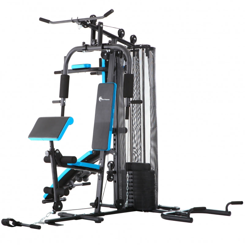 Aparat multifunctional FitTronic® Atletic 470, 45 kg incluse, suport biceps, banca exercitii pliabila, manere flotari, suport tractiuni, bara tractiuni, gantere, greutate maxima utilizator 120 kg