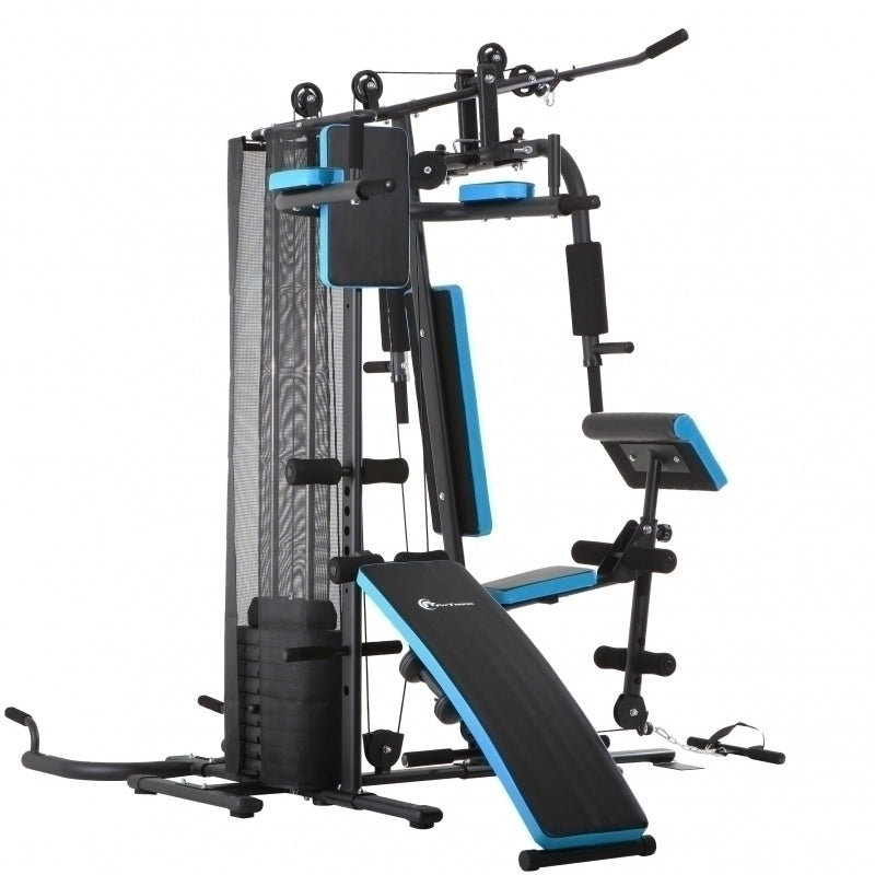 Aparat multifunctional FitTronic® Atletic 470, 45 kg incluse, suport biceps, banca exercitii pliabila, manere flotari, suport tractiuni, bara tractiuni, gantere, greutate maxima utilizator 120 kg