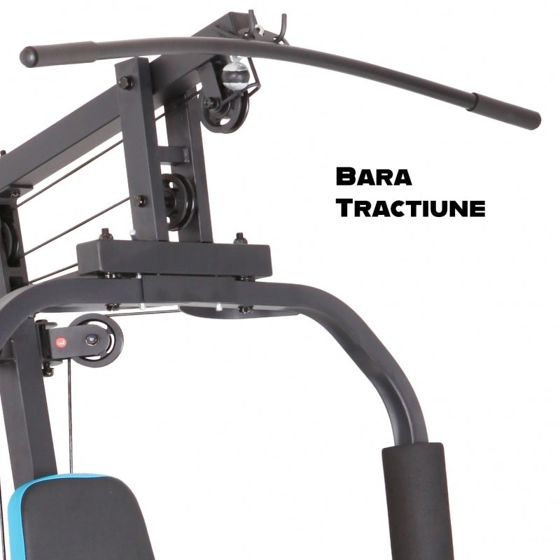 Aparat multifunctional FitTronic Atletic 500, 45 kg incluse, presa picioare, biceps, bara tractiune, greutate maxima utilizator 120 kg, scaun si spatar reglabile