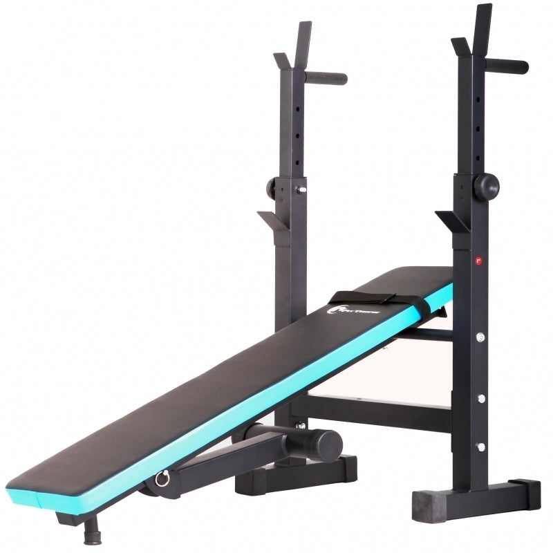 Banca reglabila multifunctionala FitTronic® Atletic B400, suport haltera reglabil inclus, banca inclinata sau dreapta, greutate suportata 100 kg