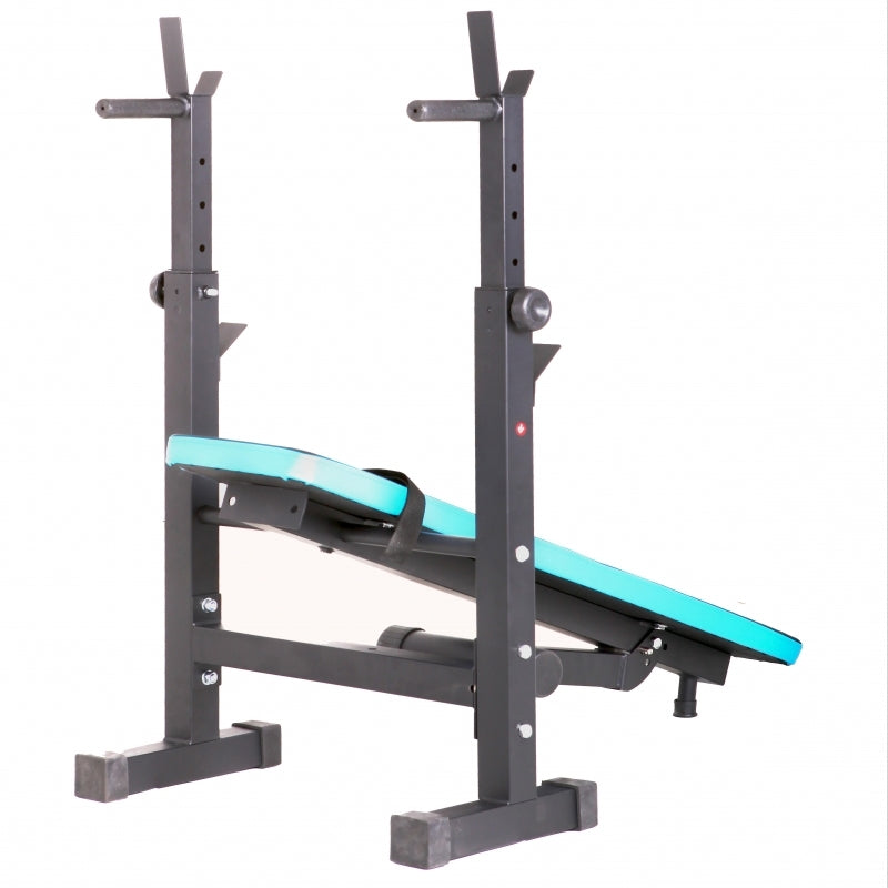 Banca reglabila multifunctionala FitTronic® Atletic B400, suport haltera reglabil inclus, banca inclinata sau dreapta, greutate suportata 100 kg