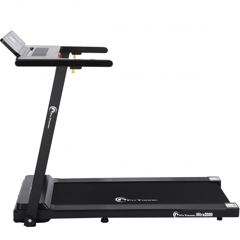 Banda de alergare electrica FitTronic Ultra 2000, motor 2.0 CP, App Fitshow, Kinomap, Zwift, viteza pana la 12km/h, suprafata alergare 110x42 cm, conexiune bluetooth, 12 programe de antrenament