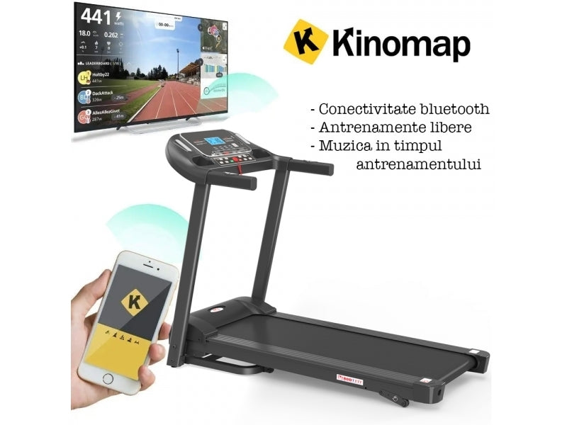 Banda de alergat electrica BodyFit Z5000, motor 2.5 CP, greutate suportata 120kg, viteza 14 km/h, intrare MP3 player