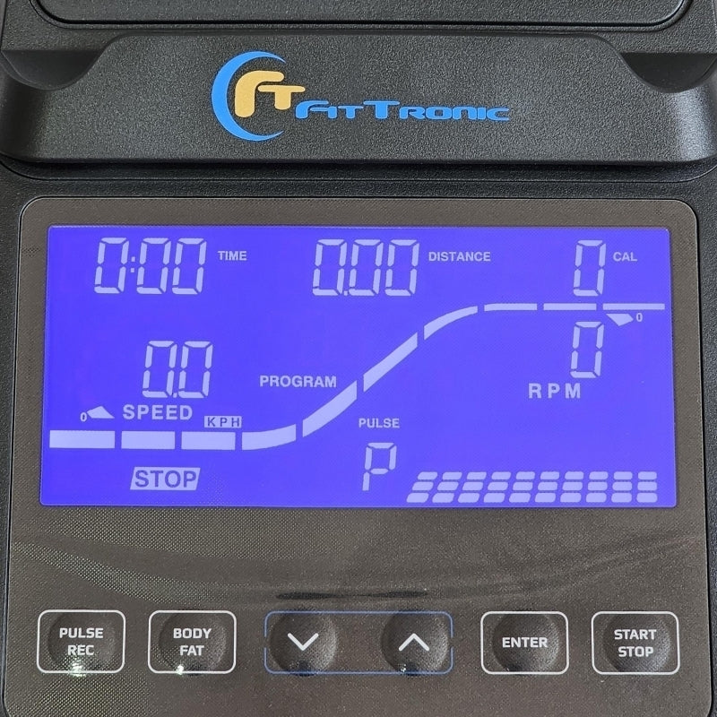 Bicicleta ergometrica eliptica FitTronic® Cross 513 EP, display mare, electromagnetica, 13 programe, 32 trepte de dificultate,Apps Kinomap, Zwift