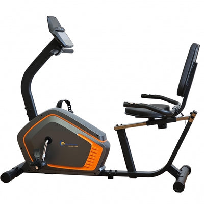 Bicicleta ergometrica orizontala FitTronic® 513 RP, display mare, electromagnetica, 13 programe, 32 trepte de dificultate, Apps Kinomap, Zwift