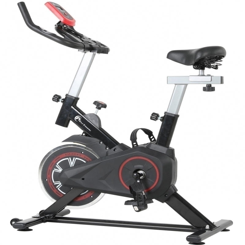 Bicicleta indoor cycling FitTronic® SB100, design robust, greutate volanta 8 kg, afisaj LCD, greutate suportata 100 kg