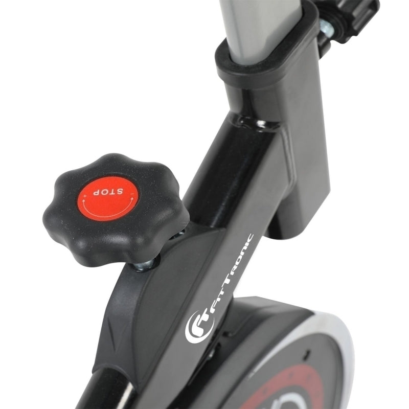 Bicicleta indoor cycling FitTronic® SB100, design robust, greutate volanta 8 kg, afisaj LCD, greutate suportata 100 kg