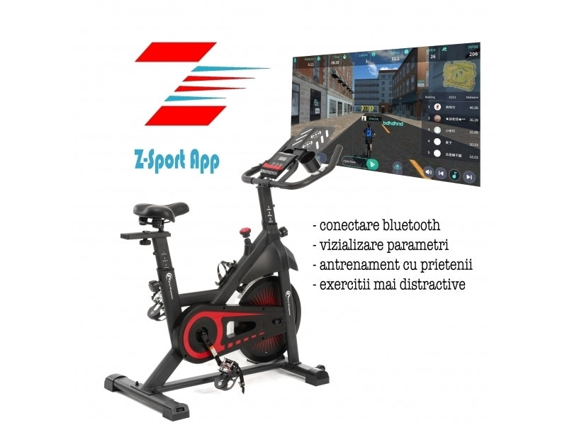 Bicicleta indoor cycling FitTronic SB8000, Kinomap, Zwift, z-sport