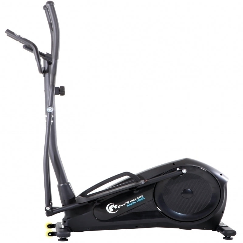 Bicicleta magnetica eliptica FitTronic® Atletic 1000E , design robust, greutate suportata 120 kg, volanta 14 kg, afisaj electronic, bluetooth  apps kinomap/fitshow, functii multiple, pas reglabil