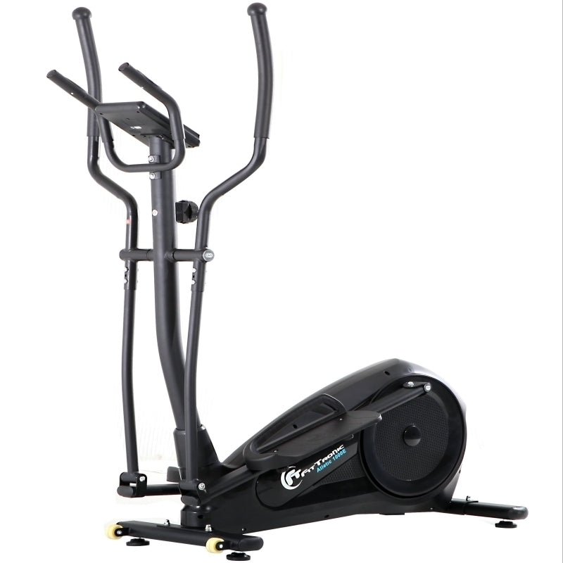 Bicicleta magnetica eliptica FitTronic® Atletic 1000E , design robust, greutate suportata 120 kg, volanta 14 kg, afisaj electronic, bluetooth  apps kinomap/fitshow, functii multiple, pas reglabil