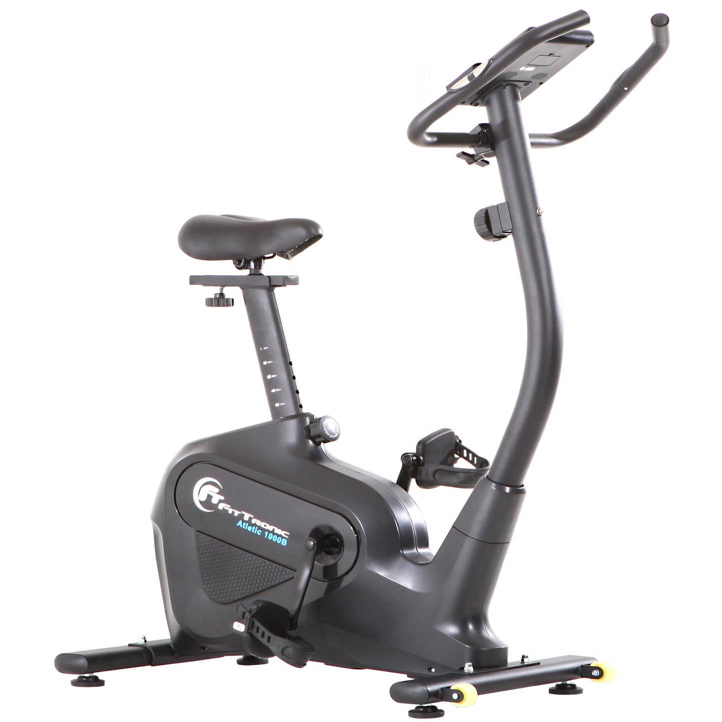 Bicicleta magnetica FitTronic® Atletic 1000B , design robust, greutate suportata 120 kg, volanta 12 kg, afisaj electronic, bluetooth  apps kinomap/fitshow, functii multiple, ghidon reglabil, sezut confortabil si  reglabil