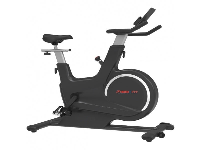 Bicicleta spinnning BodyFit SB7000, volanta 18kg, display si aplicatii Fitshow, Kinomap, Zwift