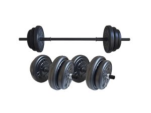 Set haltera si gantere FitTronic GR25 cu bara lunga si doua gantere asamblate