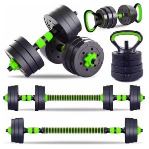 Set gantere reglabile kettlebell FitTronic 7 in 1 de 40 kg GKF40, cu o multitudine de combinatii posibile