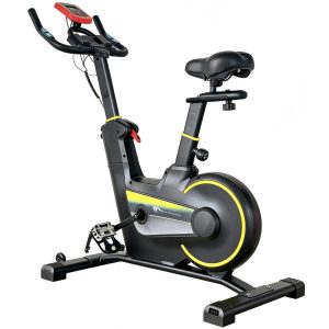 Bicicleta indoor-cycling FitTronic Krome 7, afisaj electronic, volanta 12 kg, design modern si robust