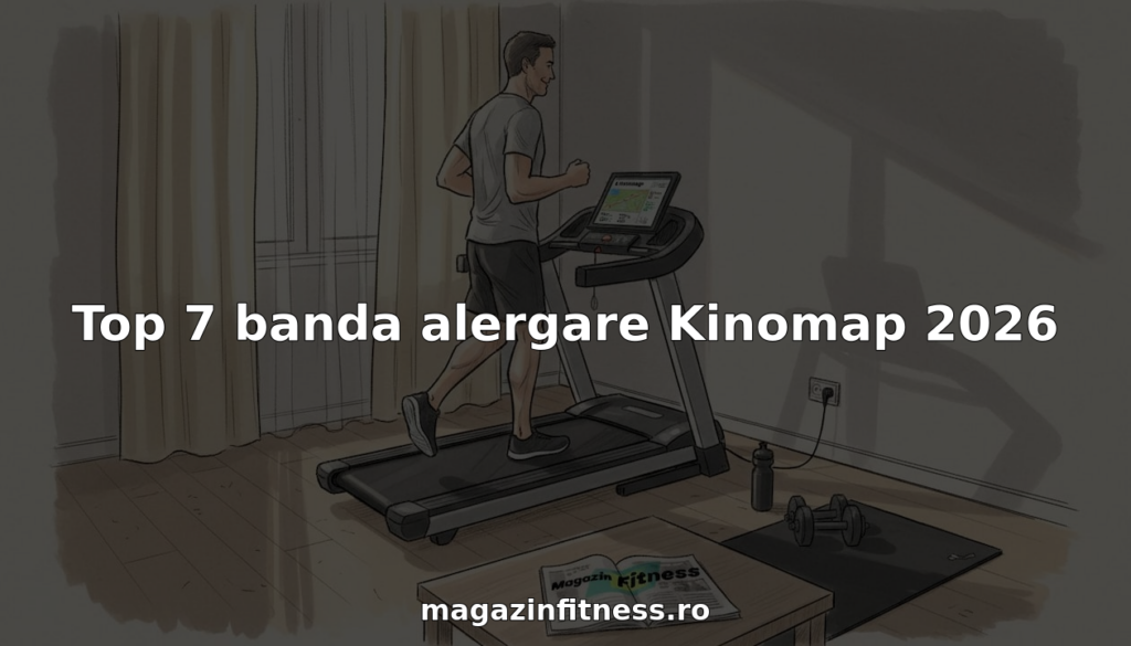 Barbat care face miscare pe banda de alergare acasa, folosind aplicatia Kinomap