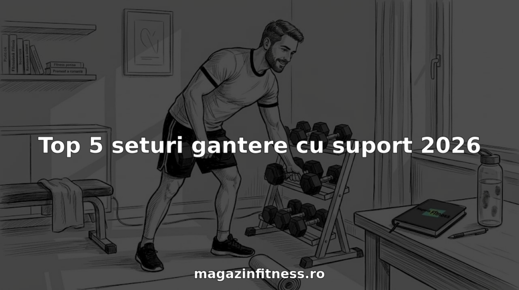 Un barbat isi aranjeaza ganterele pe suportul din sala de sport amenajata acasa.