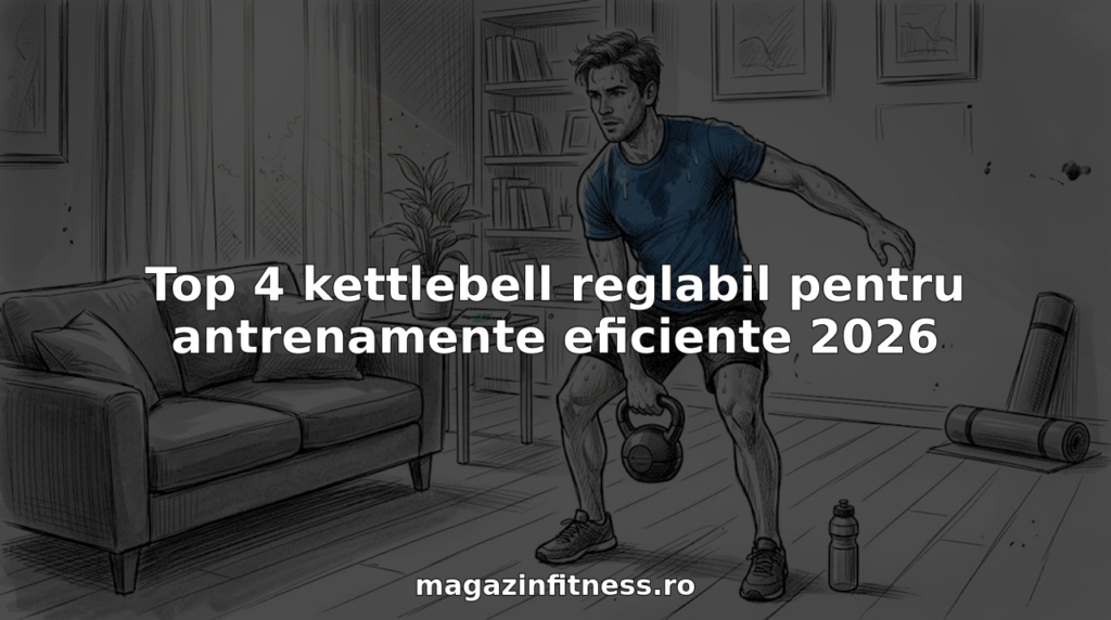 Barbat care se antreneaza acasa cu o kettlebell reglabila