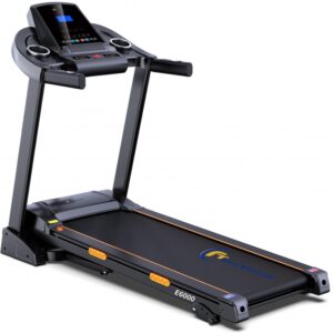 Banda de Alergat Electrica FitTronic EVO 6000, Motor Puternic 3.0 CP, Suprafata Mare de Alergare 44 x120 cm, Inclinatie in 3 trepte, Amortizare Premium cu 4 Perne de Silicon, Suport 120 kg, Display LCD 5 inch, Pliabila